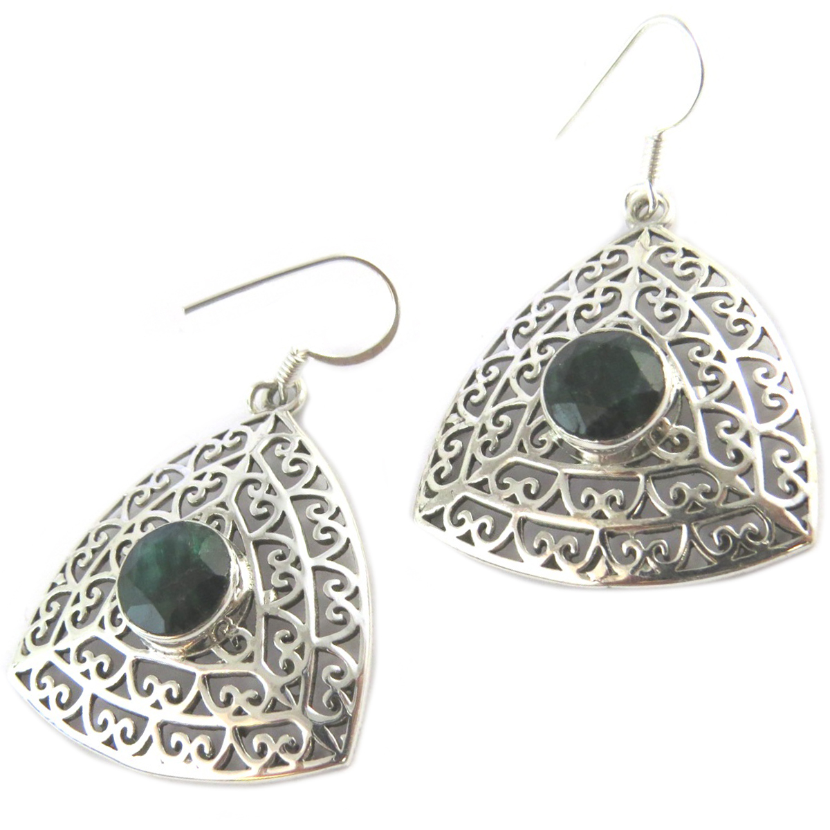 Boucles Argent \'Heaven\' vert argenté - 28x28 mm - [P7102]
