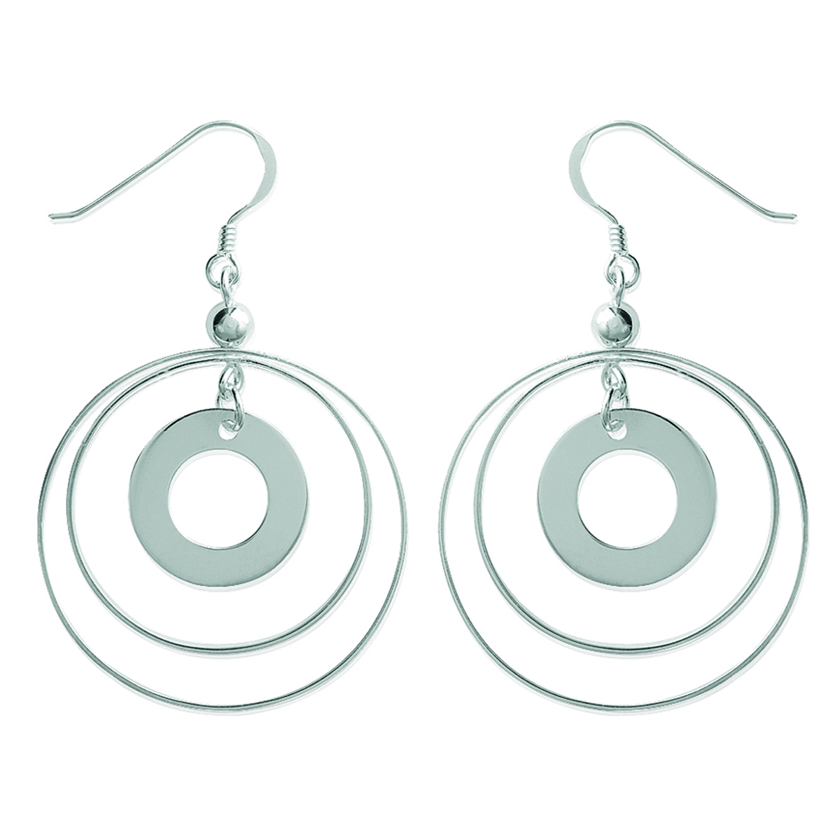 Boucles Argent \'Chorégraphie\' argenté - 35x30 mm - [F0315]