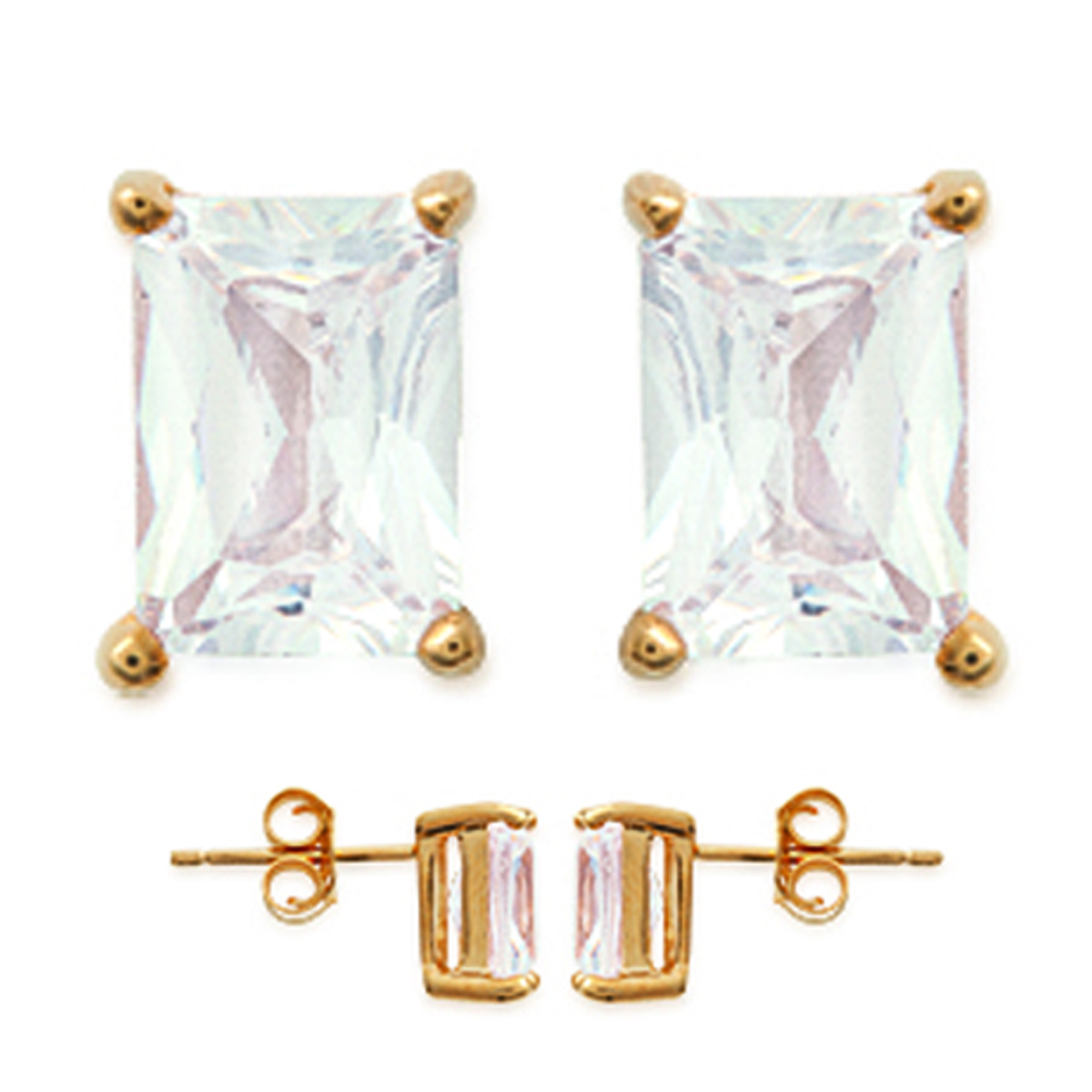 Boucles plaqué or \'Essentiel\' Blanc doré - 8x5 mm - [K5148]