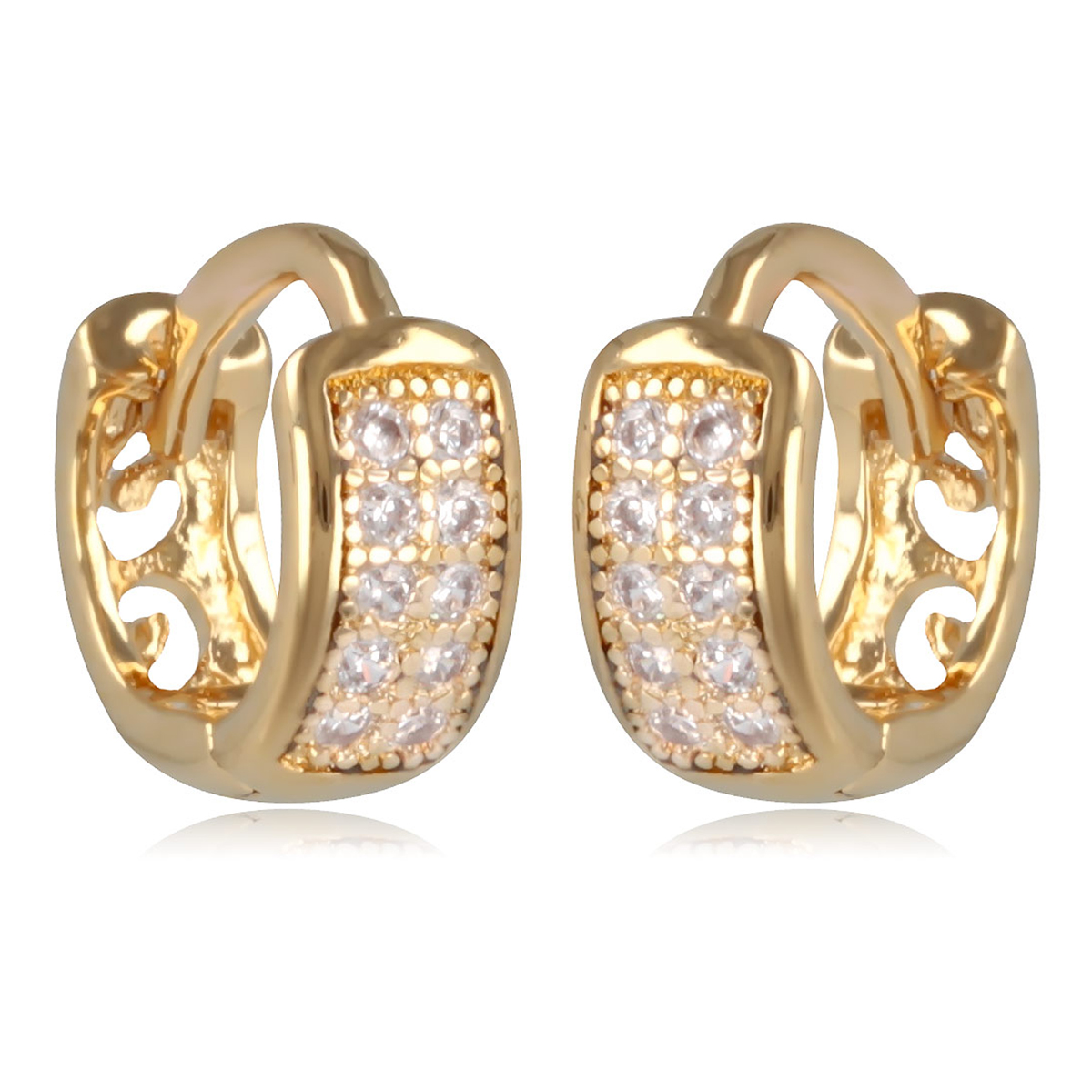 Créoles Plaqué Or \'Sissi\' blanc doré - 8x3 mm - [R2050]