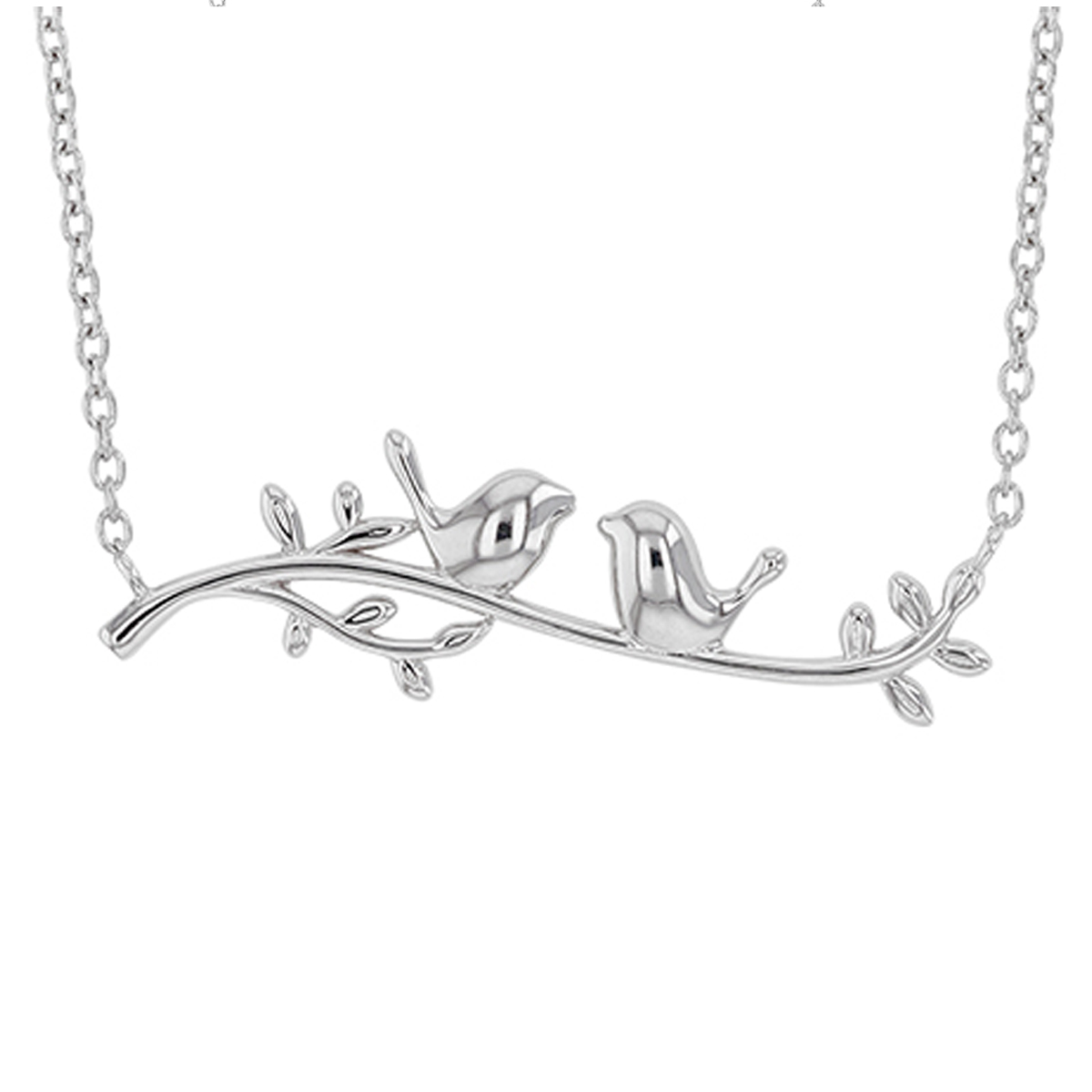 Collier Argent artisanal \'Tourtereaux\' argenté (rhodié) - 28x10 mm - [Q9385]