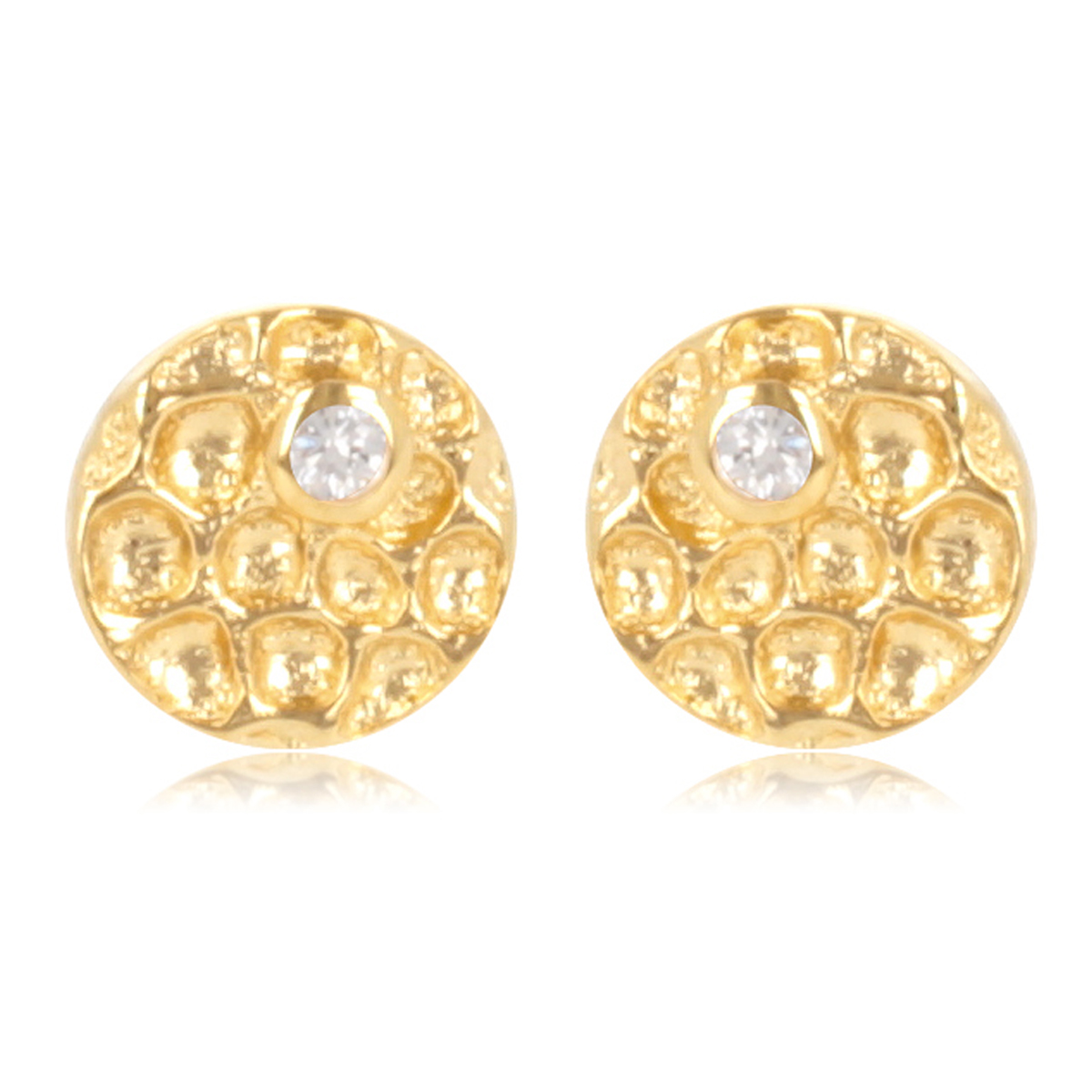 Boucles Plaqué Or \'Sissi\' blanc doré - 4 mm - [R2060]