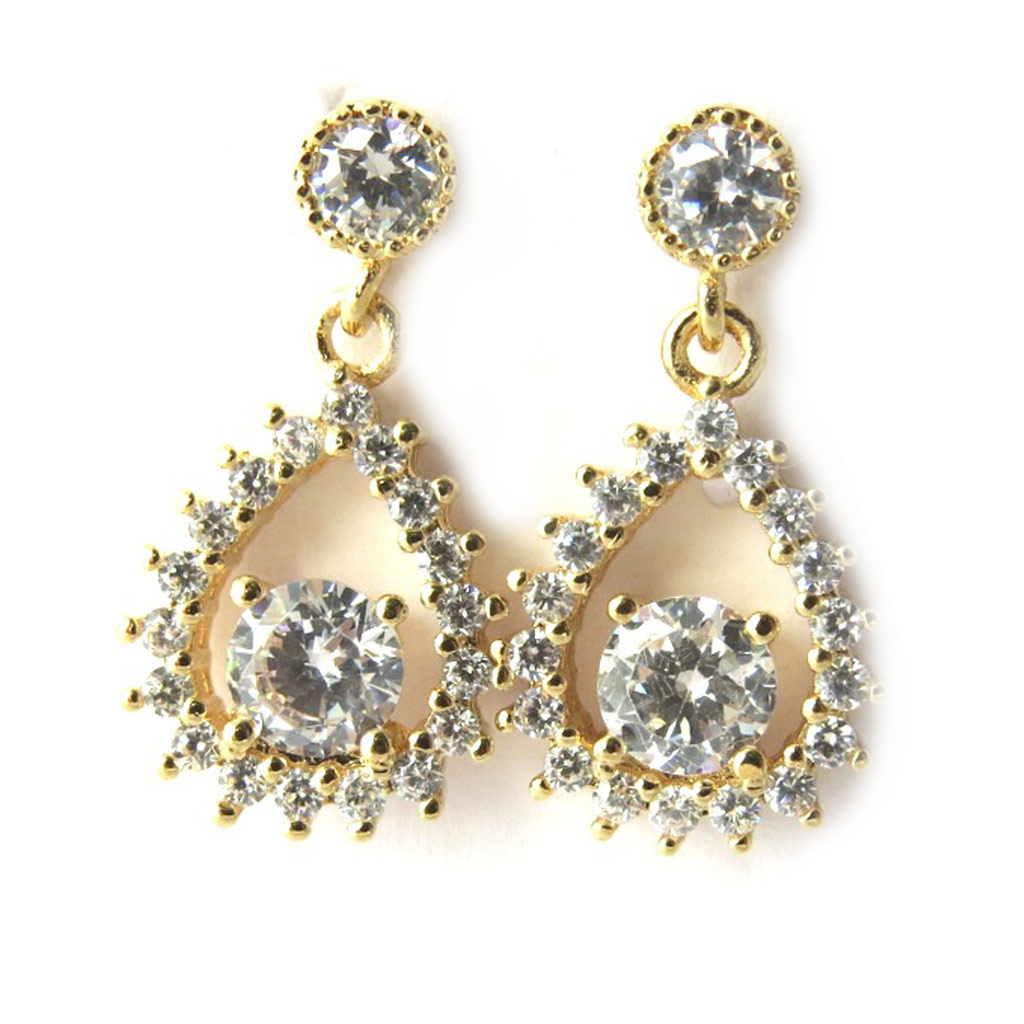 Boucles Plaqué Or \'Sissi\' blanc - [M7059]