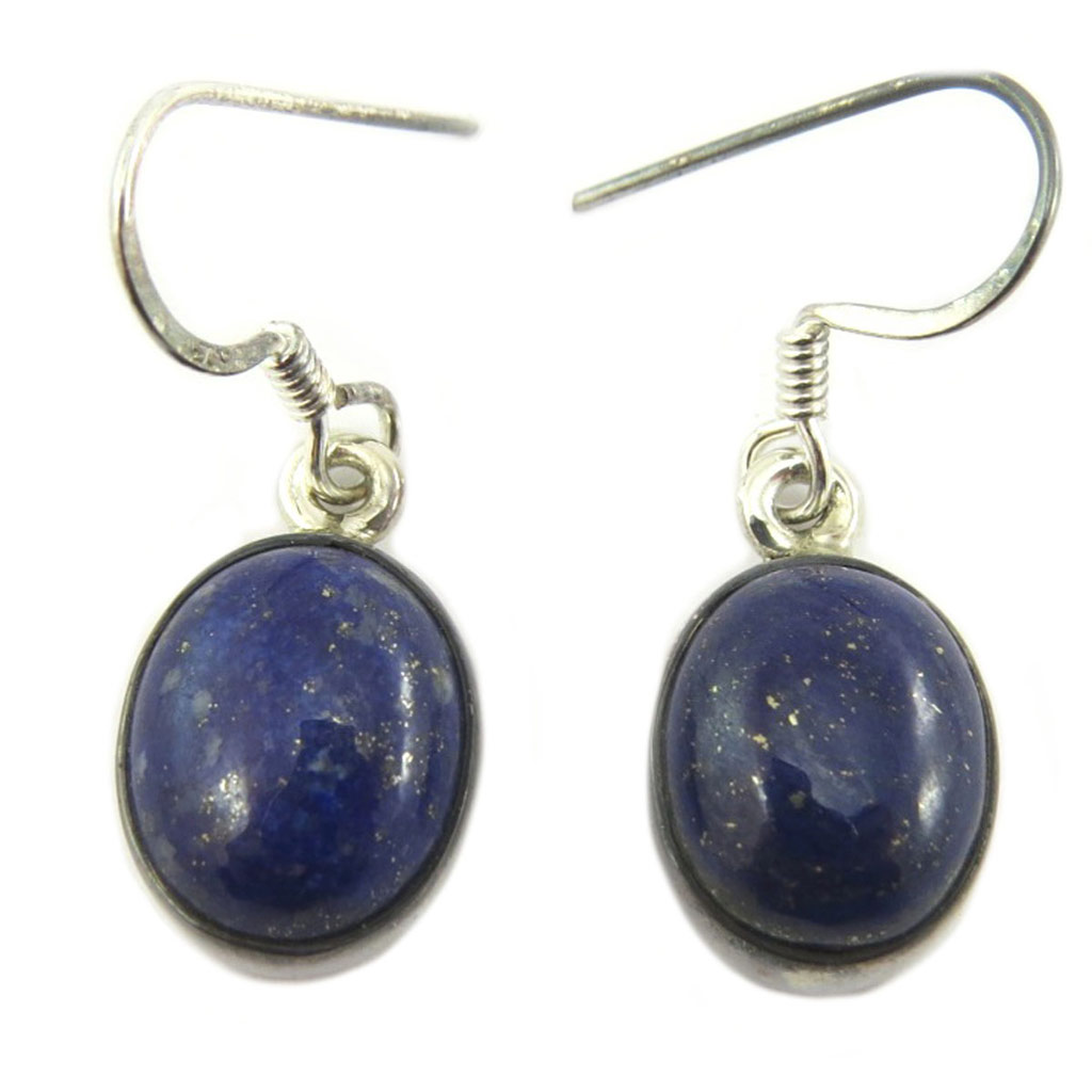 Boucles artisanales argent \'Heaven\' lapis lazuli - 13x10 mm - [P7124]