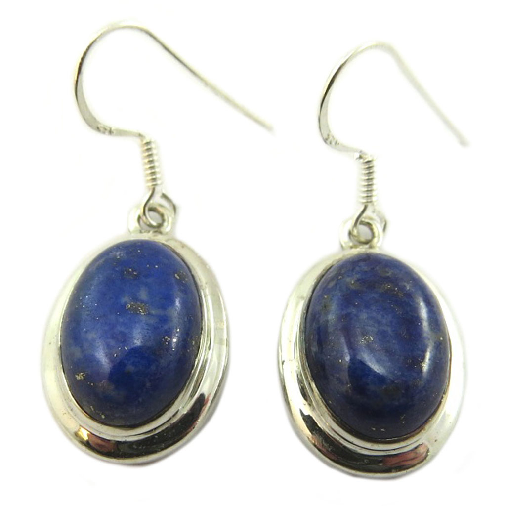 Boucles artisanales argent \'Heaven\' lapis lazuli - 17x13 mm - [P7129]