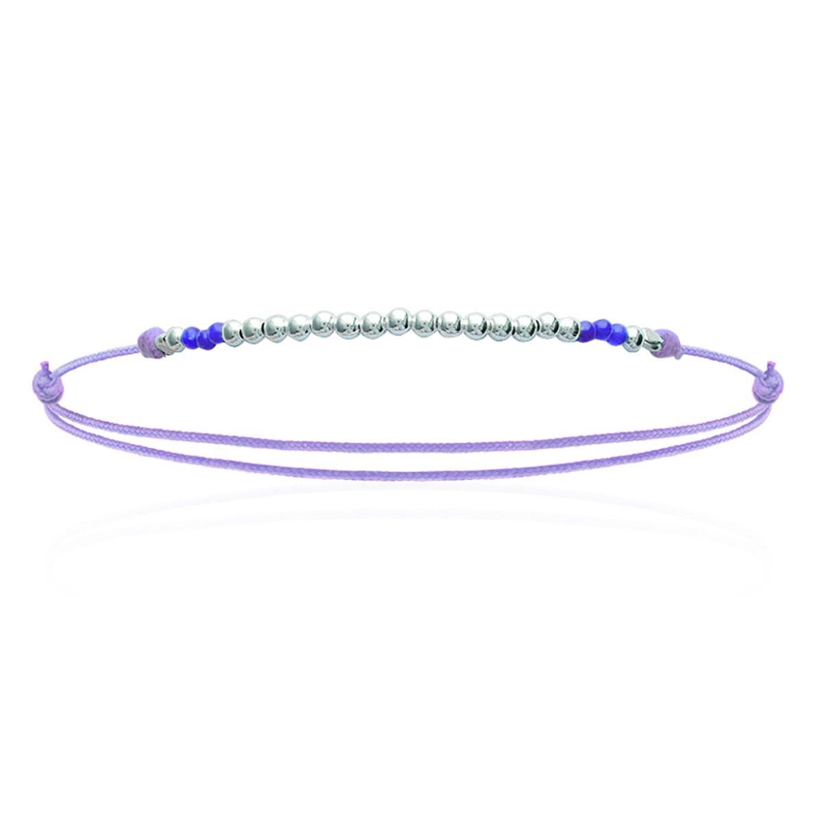 Bracelet Argent \'Billes\' mauve argenté - 50x2 mm - [K5171]