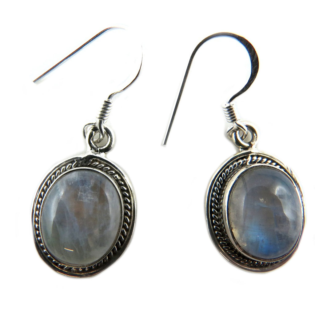 Boucles Argent \'Heaven\' pierre de lune - 15x13 mm - [P7132]