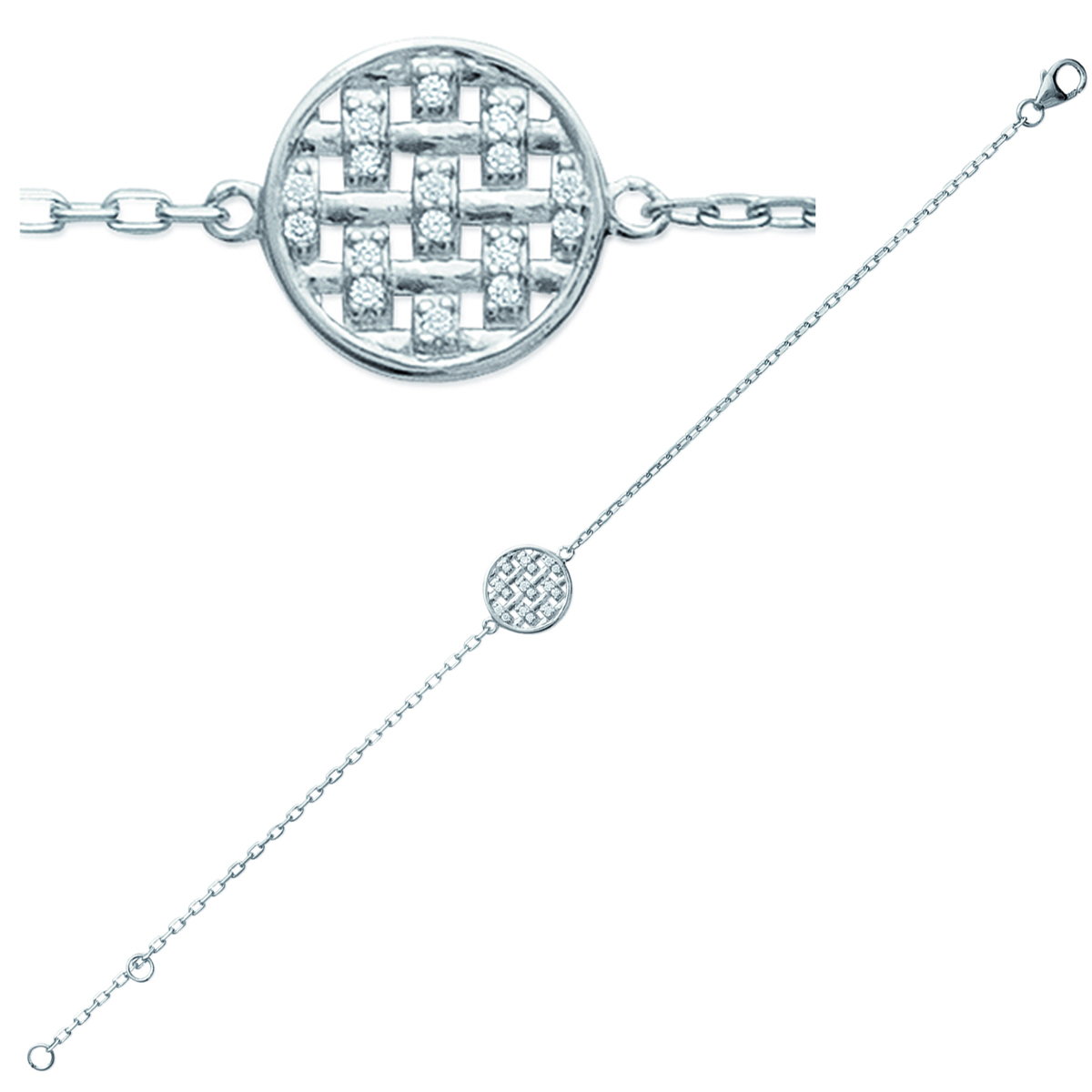 Bracelet Argent \'Déesse\' blanc argenté (rhodié) - 11 mm - [K5182]