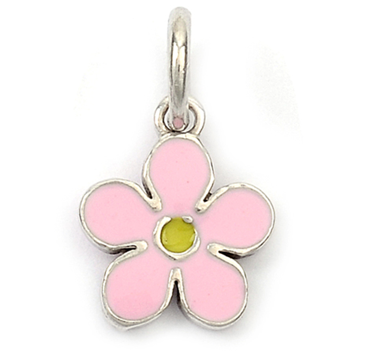 Pendentif Argent \'Flora\' rose argenté (rhodié) -  8 mm - [Q9437]