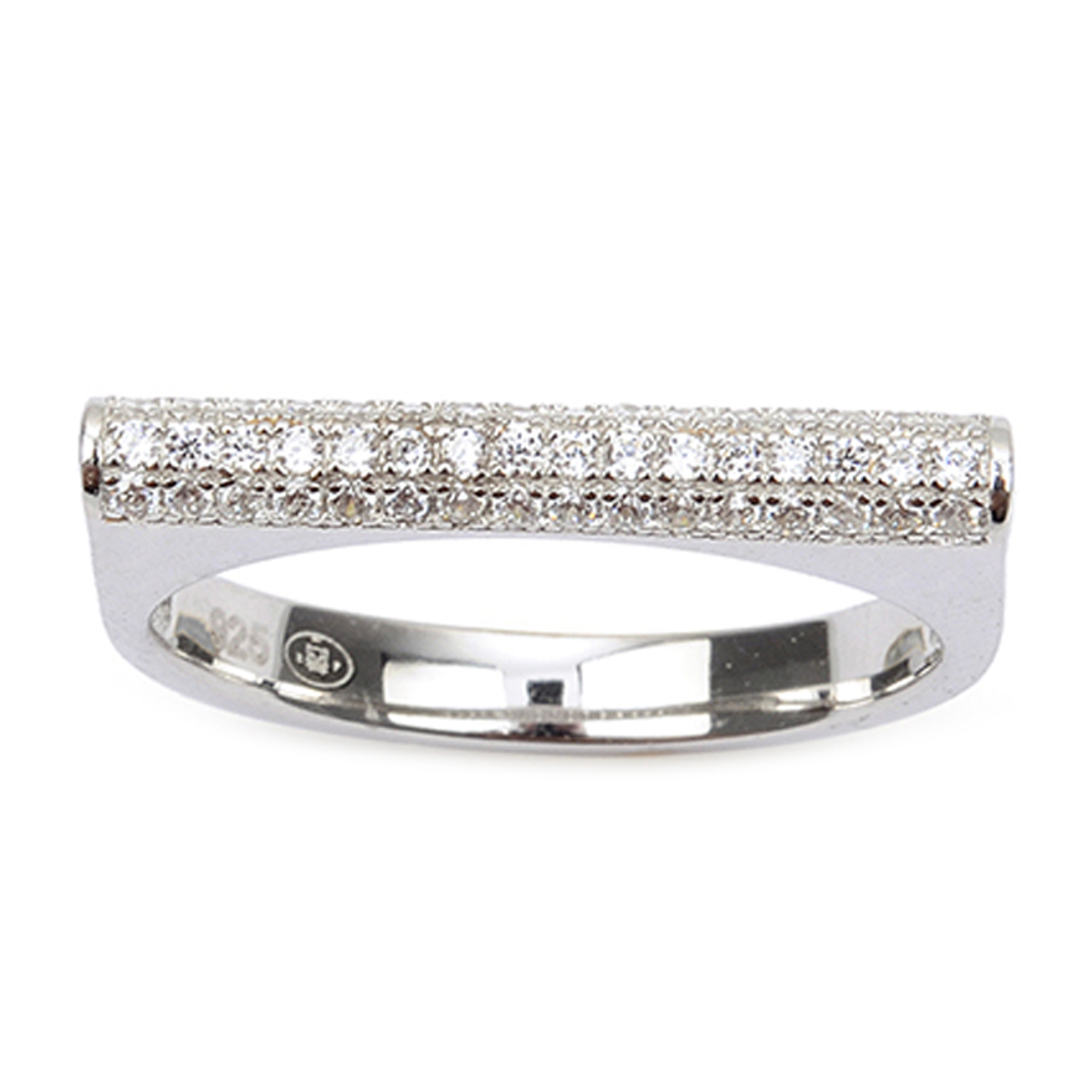 Bague argent \'Sissi\' blanc argenté (rhodié) - 3 mm - [Q9442]