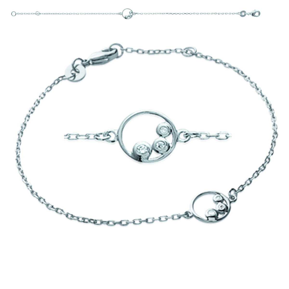 Bracelet Argent \'Déesse\' blanc argenté (rhodié) - 8 mm - [K5190]