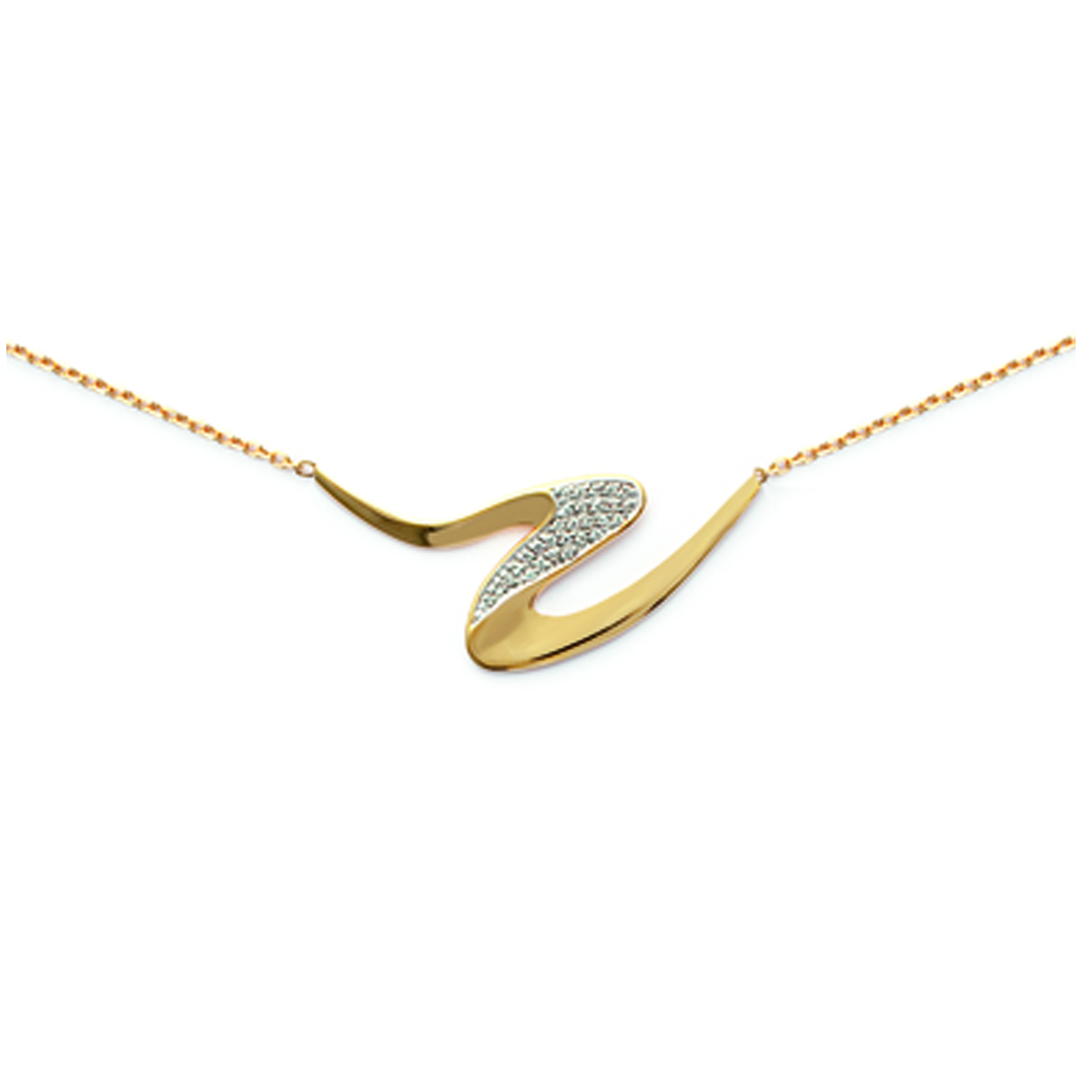 Collier Plaqué-Or \'Chorégraphie\' blanc doré - 40x16 mm - [G0599]