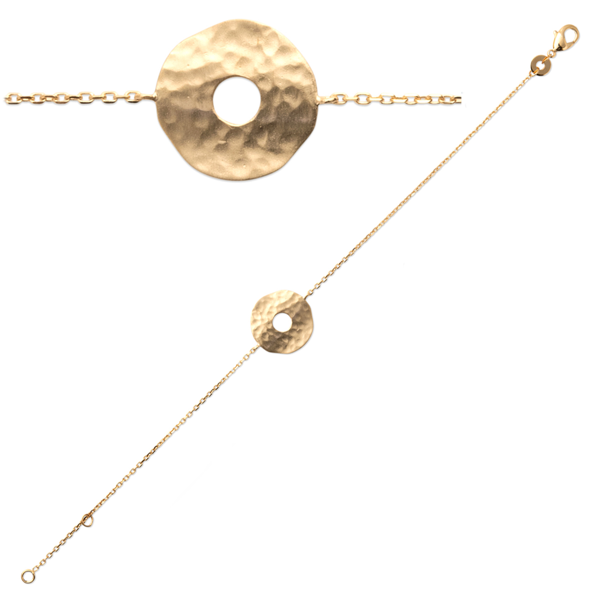 Bracelet Plaqué Or \'Cléopatra\' doré martelé - 18 cm 15x15 mm - [Q6604]