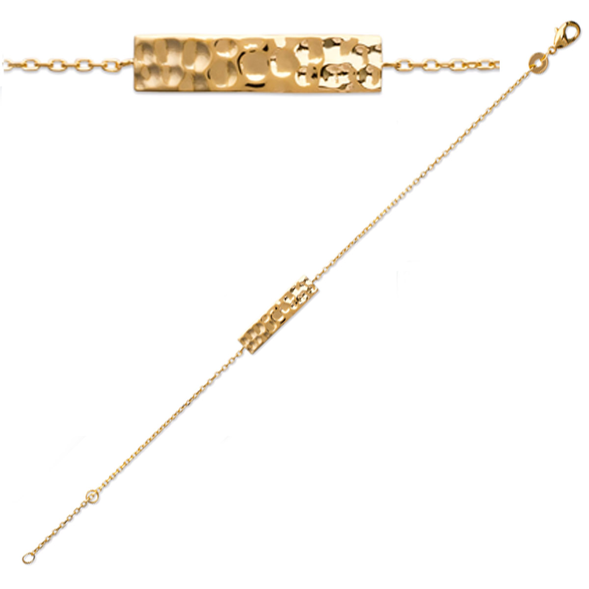 Bracelet Plaqué Or \'Cléopatra\' doré martelé - 18 cm 22x6 mm - [Q6606]