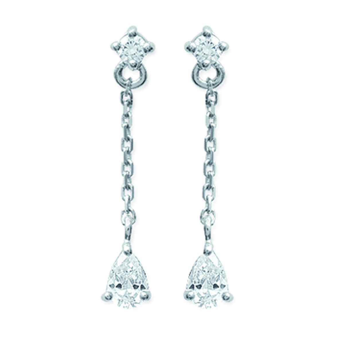 Boucles Argent \'Unique\' Blanc argenté (rhodié) - 26x4 mm - [F0327]