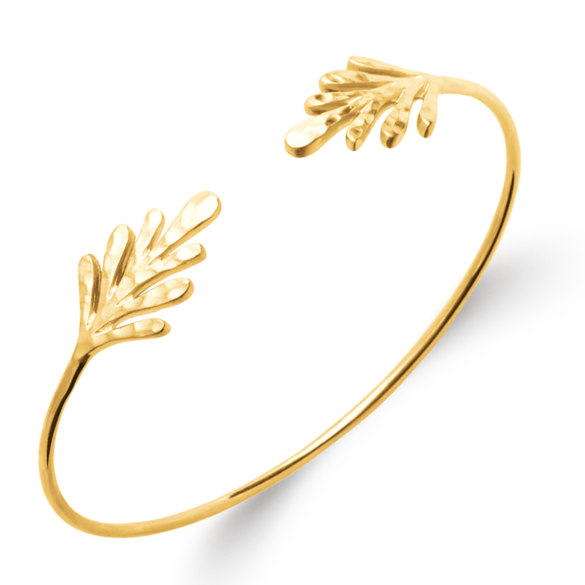 Bracelet Plaqué Or \'Cleopatra\' (feuilles) doré (martelé) - 19x11 mm - [Q3689]