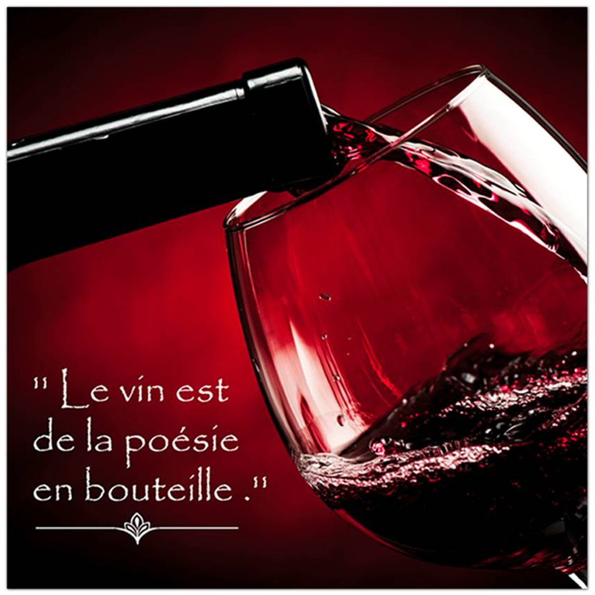 Toile \'Vin\' rouge (Le vin est la poésie en bouteille) - 40x40 cm - [Q9528]