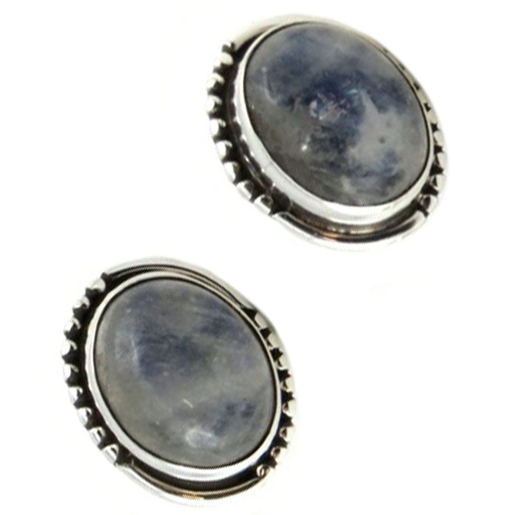 Boucles Argent \'Heaven\' pierre de lune argenté - 12x9 mm - [P7138]