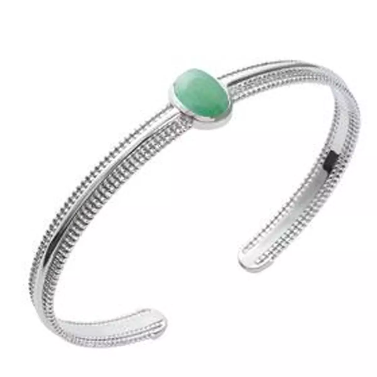 les trésors de lily Bracelet Argent 'Cléopatra' aventurine vert argenté (rhodié) 58 mm 10x8 mm [Q3706]