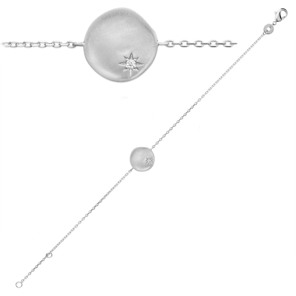 Bracelet Argent \'Une Etoile est Née\' blanc argenté (rhodié) - 12 mm - [Q6615]