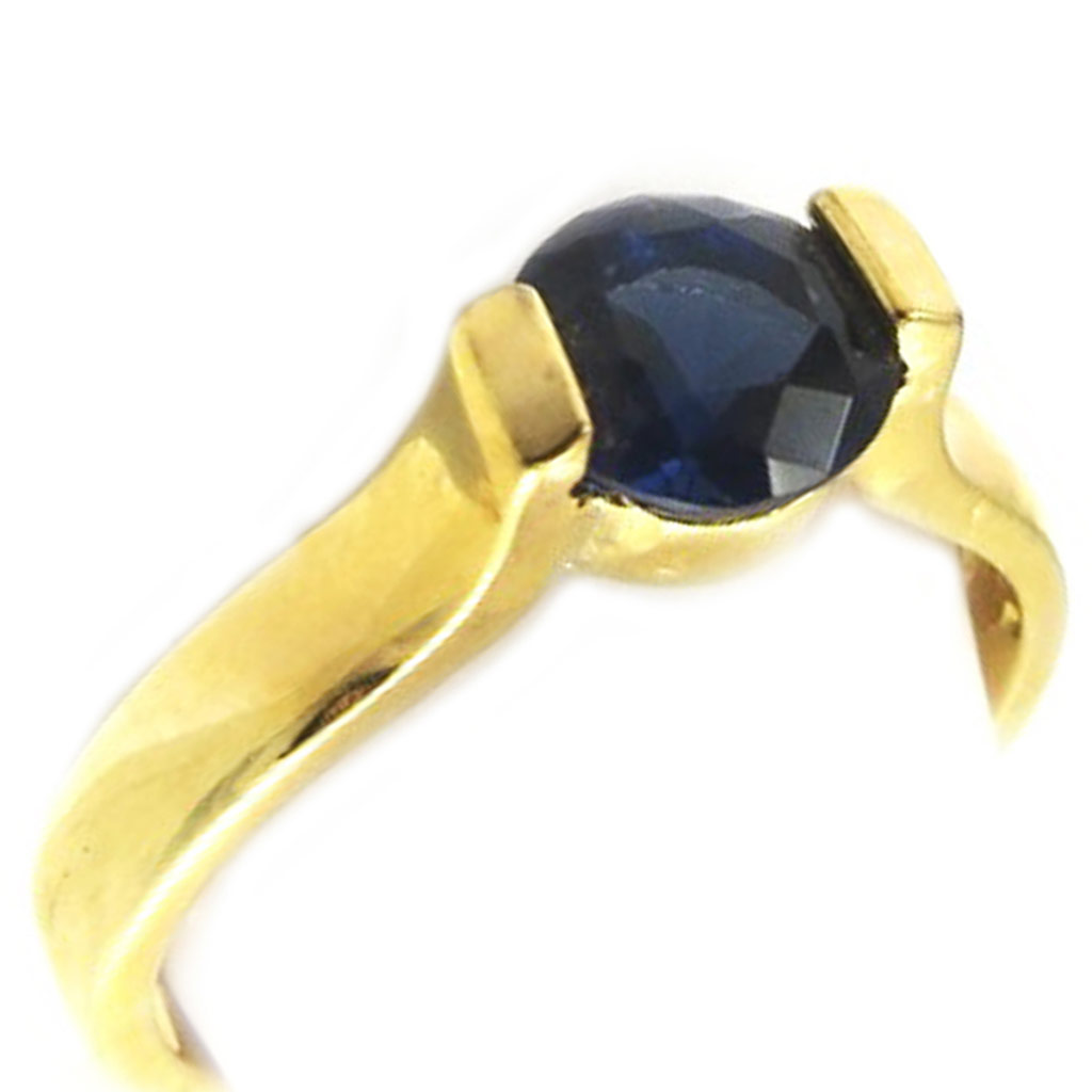 Bague Plaqué Or avec Oxyde Saphir - [A1570]
