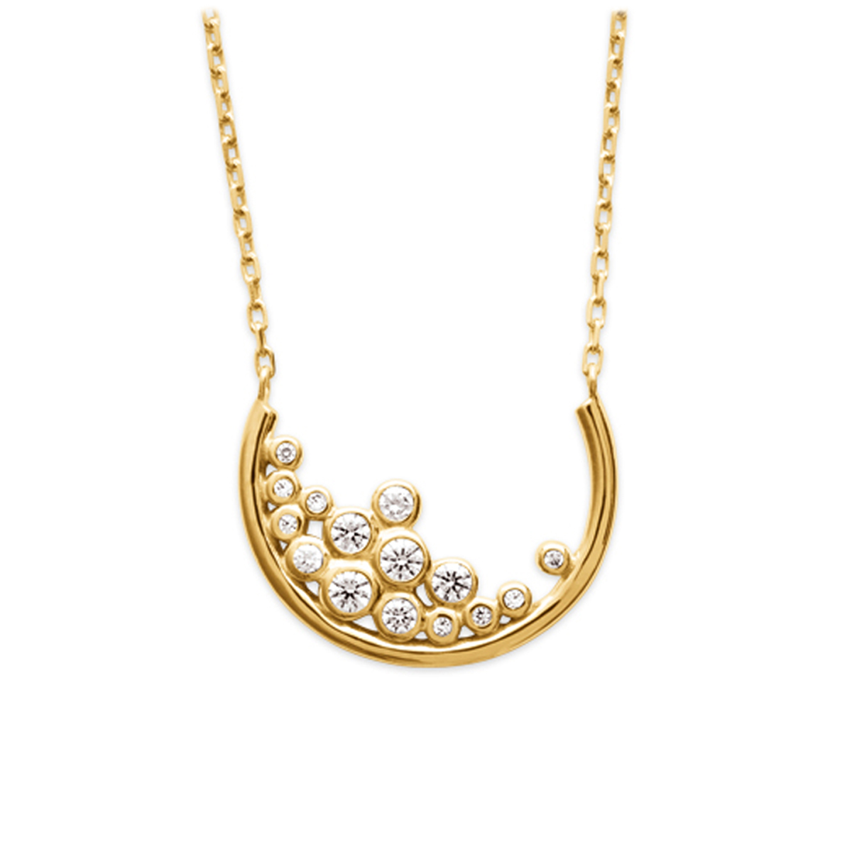 Collier Plaqué Or \'Luna\' blanc doré - 20x15 mm - [Q6619]