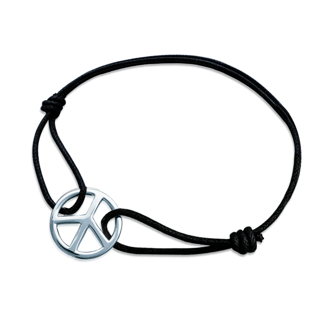 Bracelet Argent \'Peace\' noir argenté - 18 mm - [G0622]