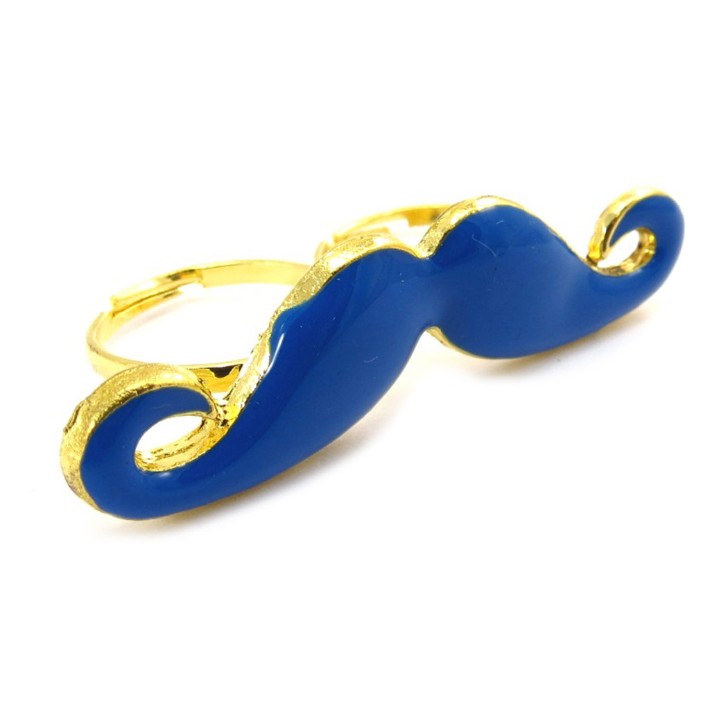 Bague double \'Moustache\' bleu - [K1909]