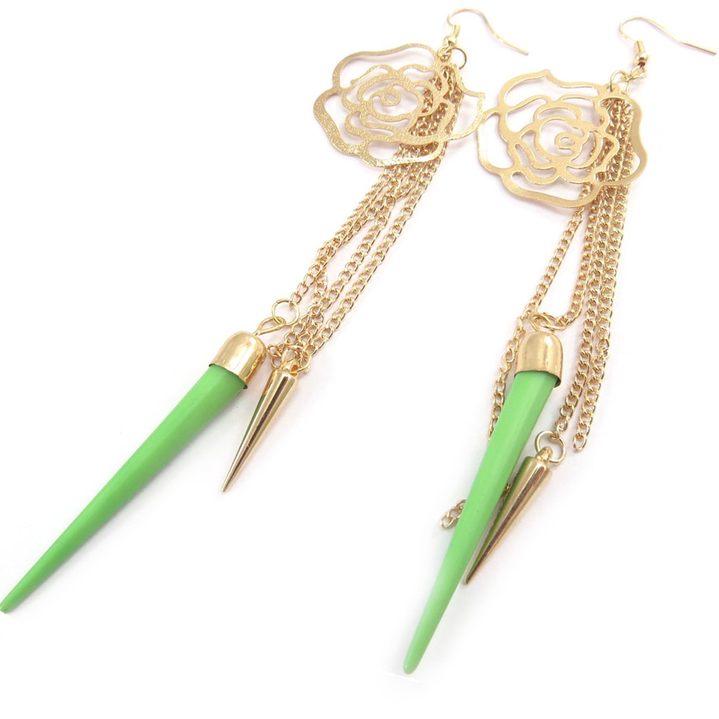 Boucles Créateur \'Rosa Romantica\' vert doré - [J8277]