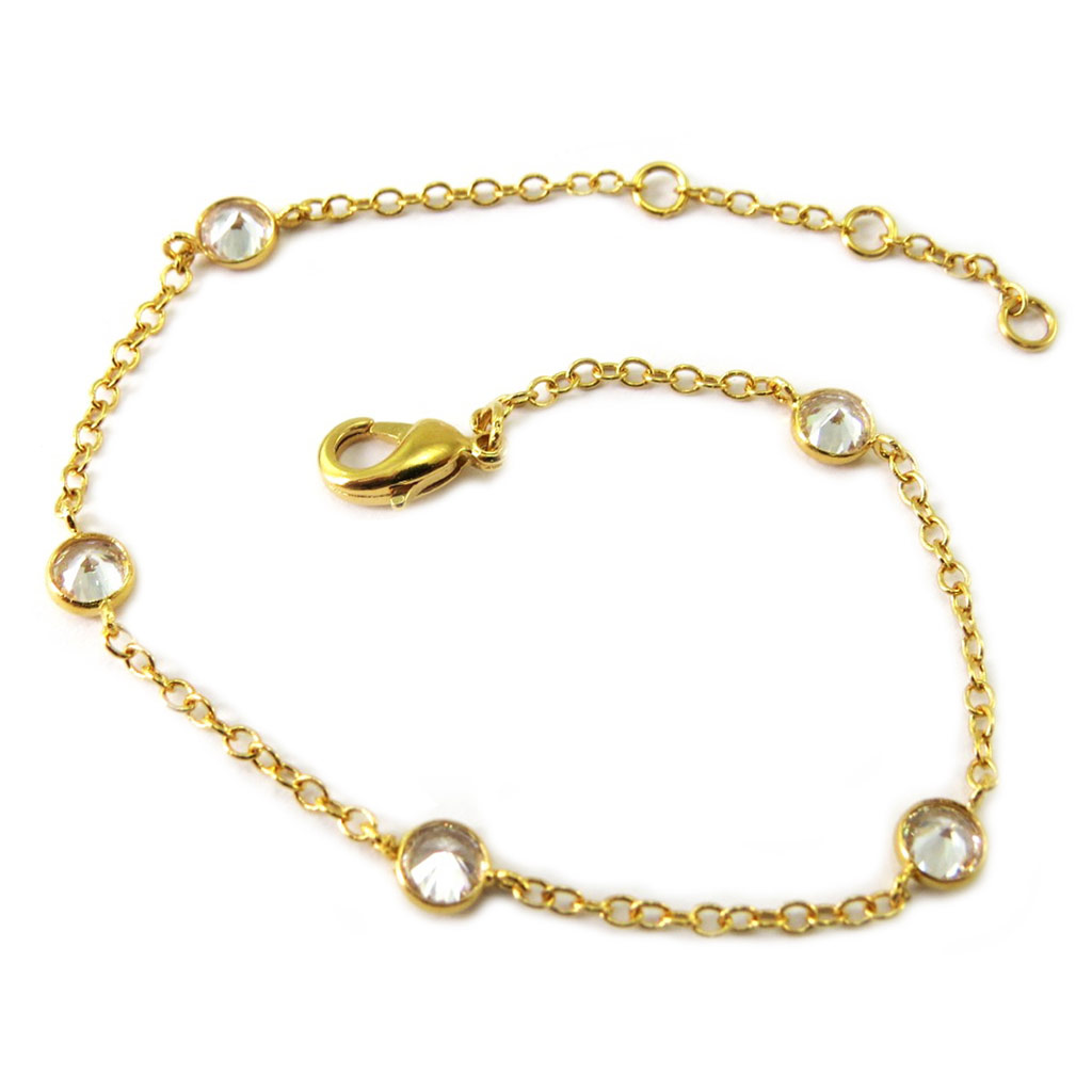 Bracelet Plaqué Or \'Sissi\' blanc doré - [P2386]