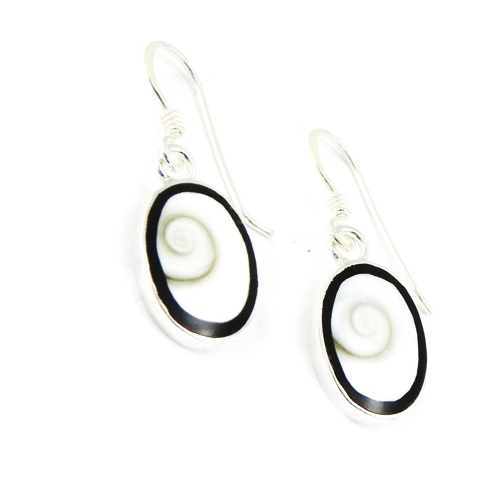Boucles Argent \'Sainte Lucie\' noir blanc - [I2866]
