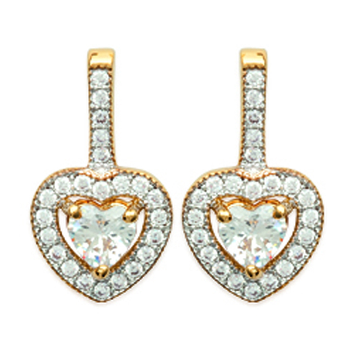 Boucles Plaqué Or \'Love\' blanc doré - 15x8 mm - [L3722]