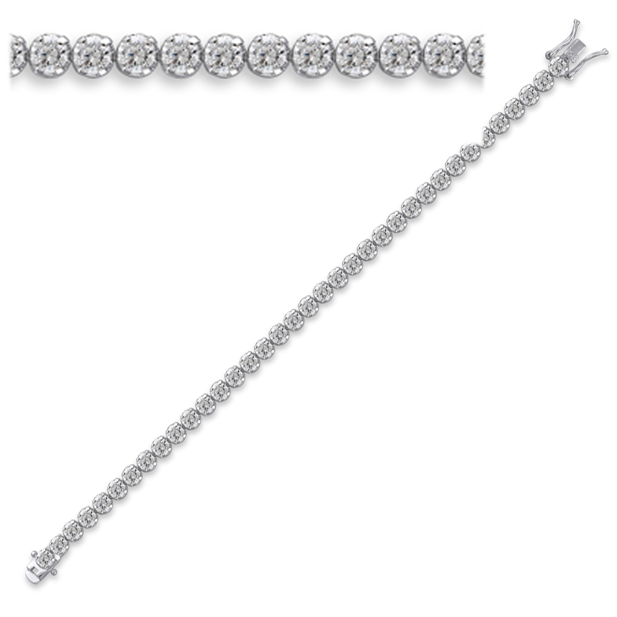 Bracelet Argent \'Rivière de Diamants\' Blanc (rhodié) - 18 cm 5 mm - [P2391]