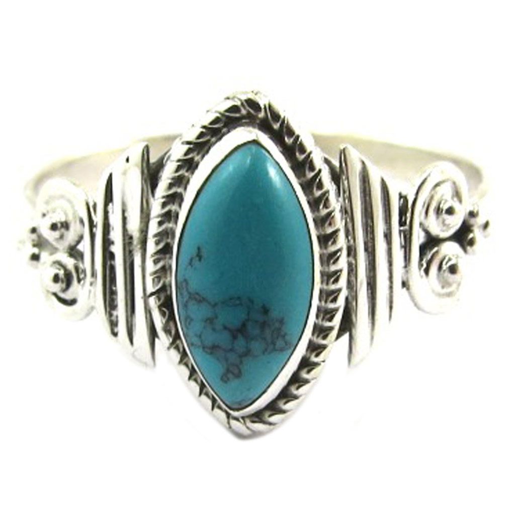 Bague Argent \'Heaven\' turquoise - 12x5 mm - [P7162]