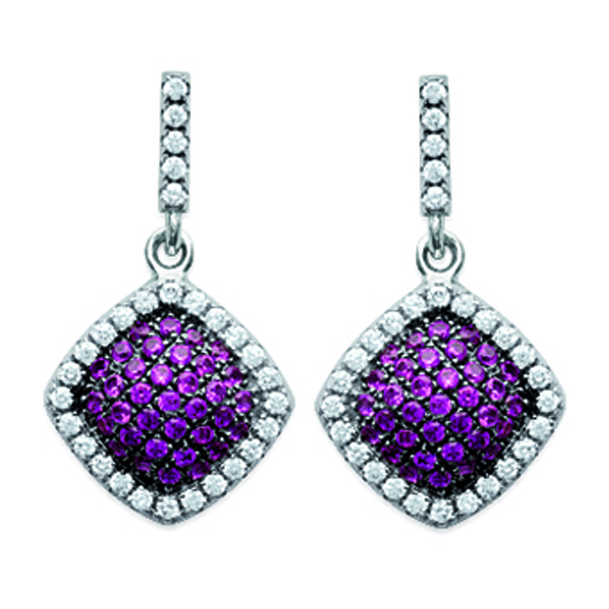 Boucles Argent \'Sissi\' rose blanc (rhodié) - 20x9 mm - [L3731]