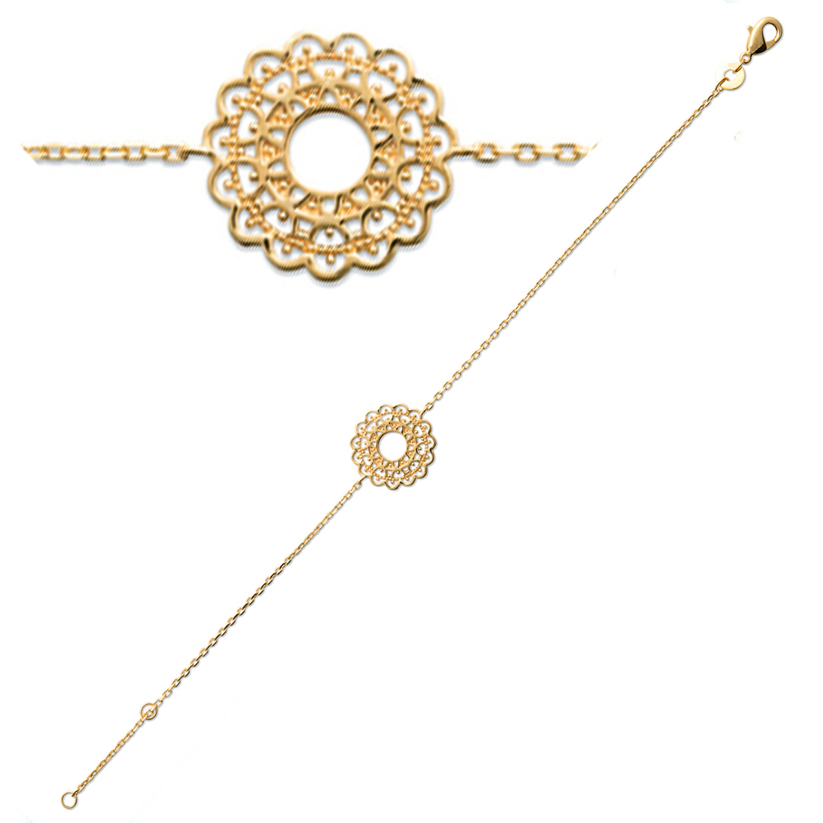 Bracelet Plaqué Or \'Cléopatra\' doré - 18 cm 15 mm - [Q8152]