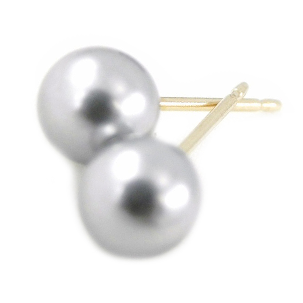 BO Plaqué Or Perles Grises 6 mm - [A3482]