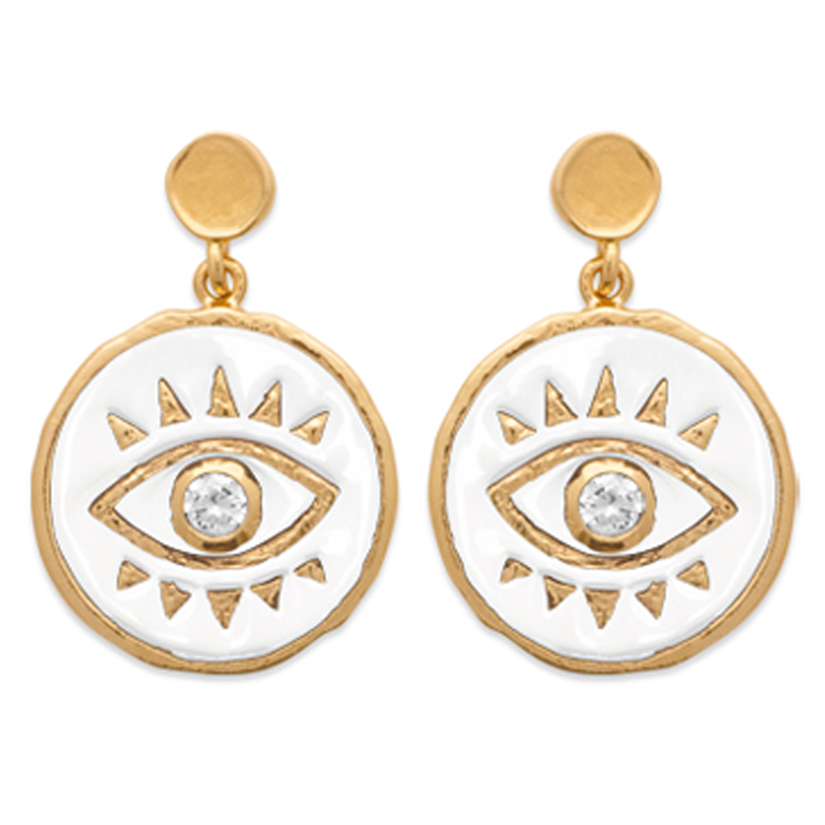 Boucles Plaqué Or \'Cleopatra\' blanc doré (oeil) - 20x14 mm - [Q8165]