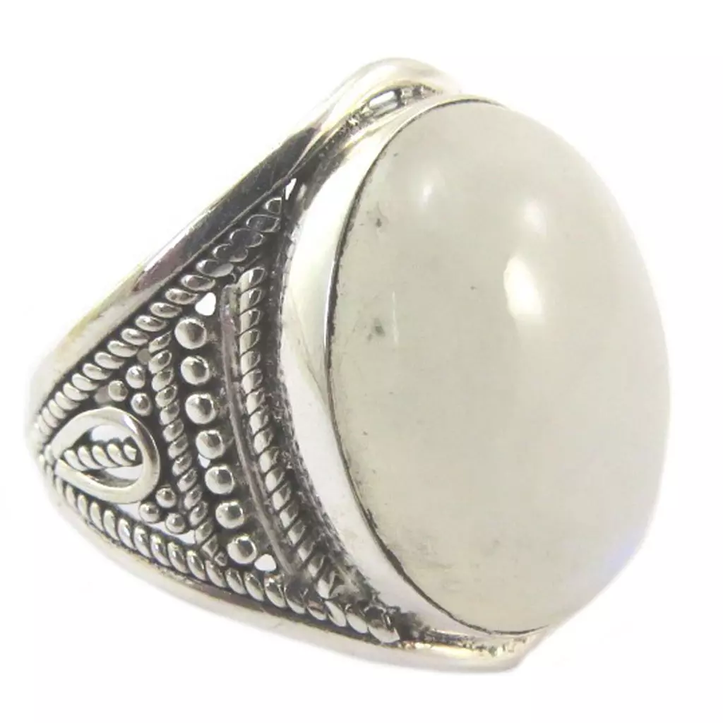 les trésors de lily Bague Argent 'Heaven' pierre de lune argenté 24 mm [P7179]