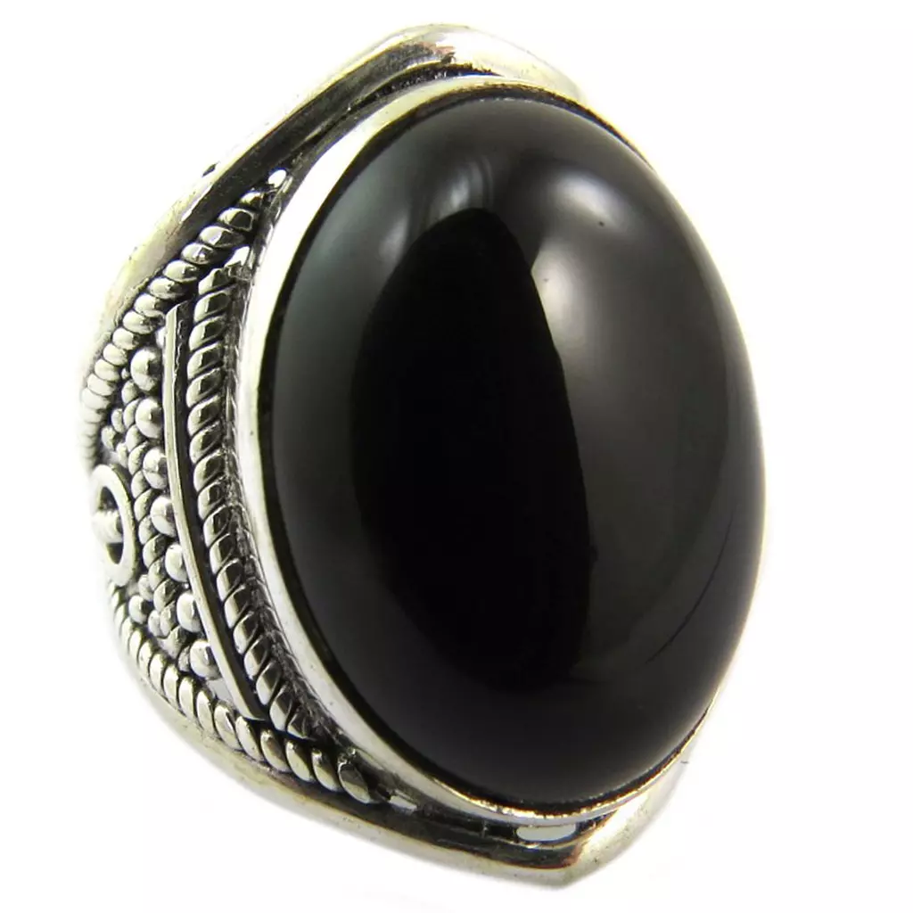 les trésors de lily Bague Argent 'Heaven' onyx argenté 24 mm [P7180]