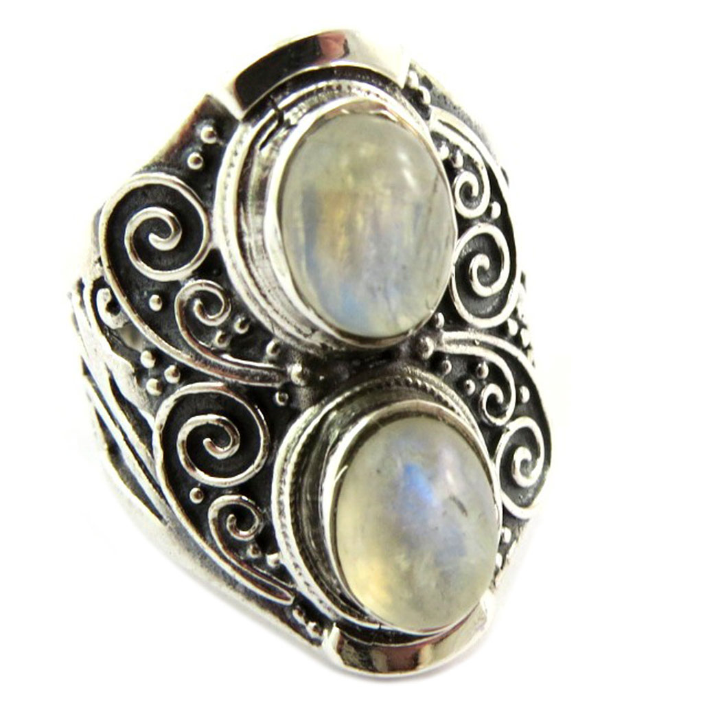 Bague Argent \'Heaven\' pierre de lune - 25 mm - [P7182]