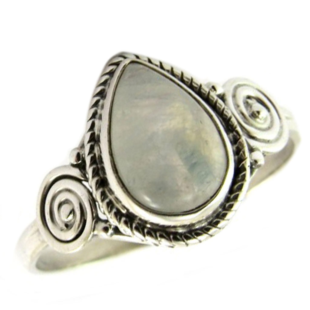 Bague Argent \'Heaven\' pierre de lune - 12x9 mm - [P7193]