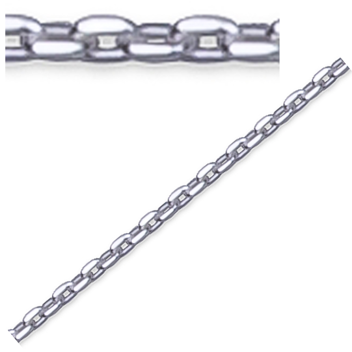 Chaîne Cheville Argent \'Forçat\' argenté - 25 cm 1 mm - [Q8201]