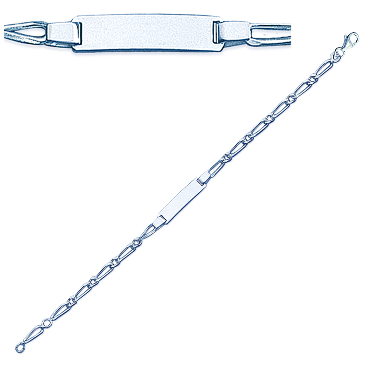 Gourmette Argent \'Bambino\' rhodié - 16 cm 5 mm - [L3801]