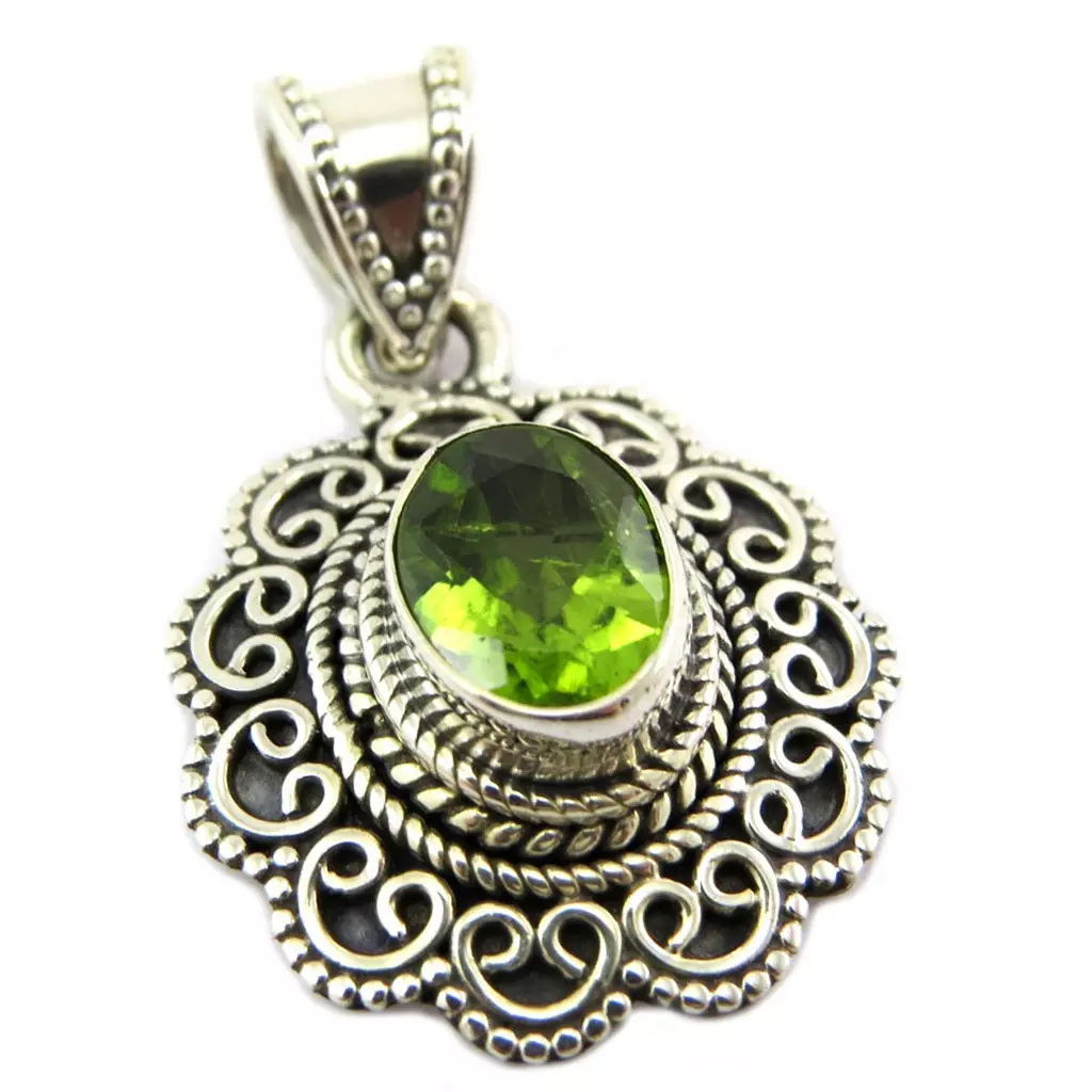 les trésors de lily Pendentif Argent 'Heaven' péridot vert 20x19 mm [P7202]