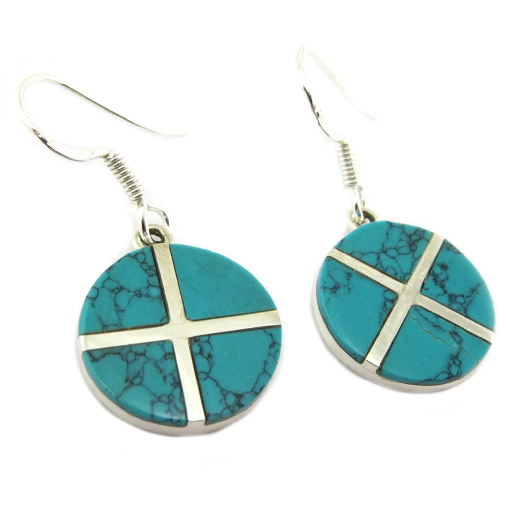 Boucles Argent \'Heaven\' turquoise argenté - 16 mm - [P7205]