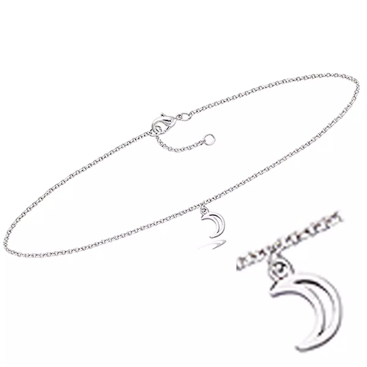 les trésors de lily Chaine Cheville Argent 'Luna' argenté (rhodié) 25 cm 8x6 mm [Q8226]