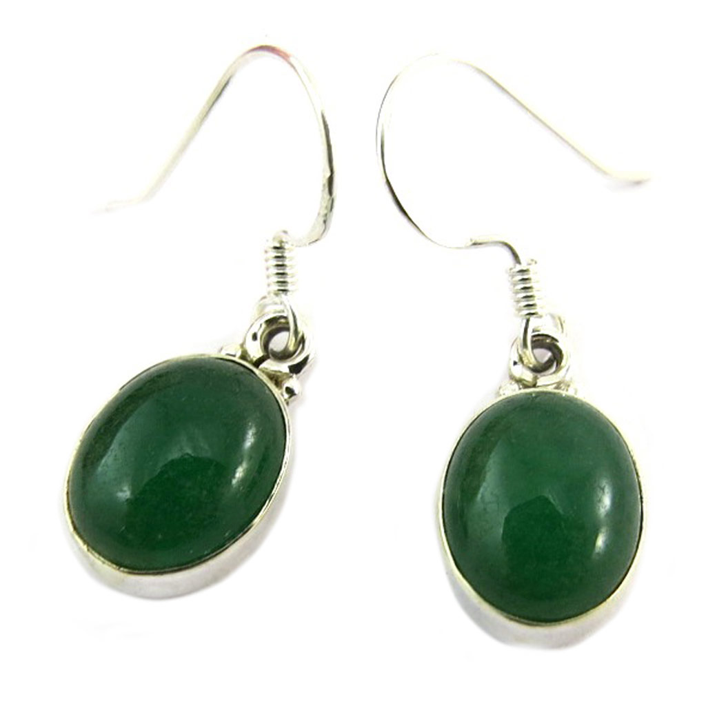 Boucles Argent \'Heaven\' jade vert argenté - 11x9 mm - [P7221]