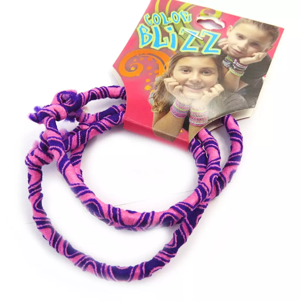 les trésors de lily 3 bracelets élastiques 'Coloriage' violet rose [M5316]