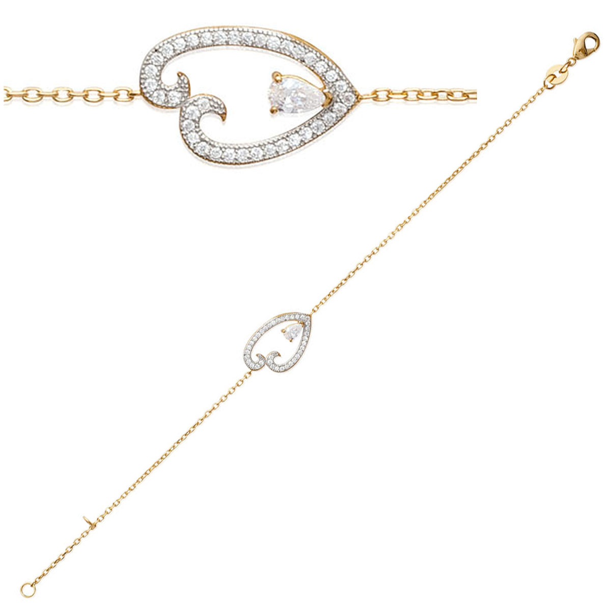 Bracelet Plaqué or \'Love\' blanc doré - 20x12 mm - [L3846]